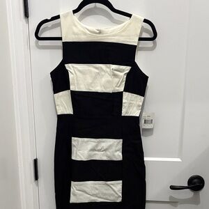 Chic Monochrome Striped Mini Dress